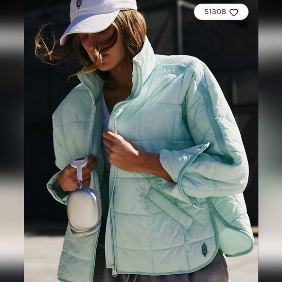 Free People Mint Puffer Jacket - Picture 1 of 7